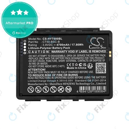 Batterie pour Honeywell CT50, Dolphin CT60, 4700mAh, Li-Pol, 3.8V, CT50-BSC-B, HQ