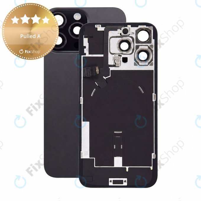 Verre de coque arrière pour iPhone 16 Pro Max, Black Titanium, Pulled A