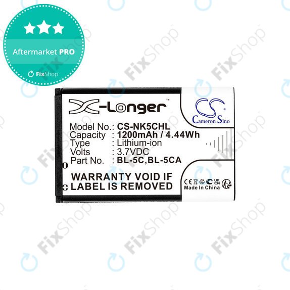 Batterie pour Nokia 1208, 1110, 2310, 1200mAh, Li-ion, 3.7V, BL-5C, HQ