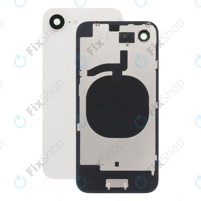 Apple iPhone 16e - Verre de la coque arriere + Verre de caméra + Plaque en métal (White)