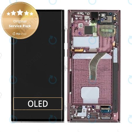 Samsung Galaxy S22 Ultra S908B - Écran LCD + Écran Tactile + Cadre (Bourgogne) - GH82-27488B, GH82-27489B Genuine Service Pack