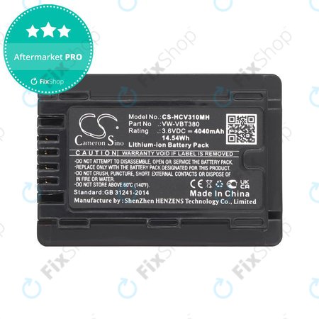 Batterie pour Panasonic HC-550EB, 4040mAh, Li-Ion, 3.6V, VW-VBT380, HQ