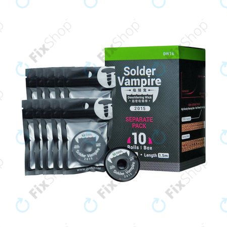 Tresse à dessouder, Solder Vampire, 2UUL DW16, emballage individuel, 10 rouleaux/boîte