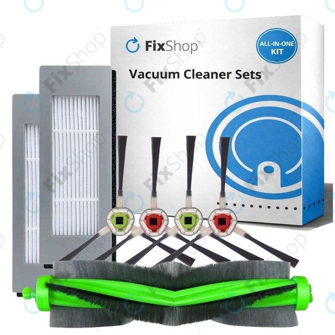 Kit de pièces de rechange pour iRobot Roomba Combo 1138, Ecovacs Deebot Ozmo 930 (1x Brosse principale, 2x Filtres, 2 paires de brosses latérales)