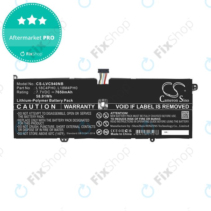 Batterie pour Lenovo Yoga C940, 7650mAh, Li-Pol, 7.7V, L18C4PH0, HQ