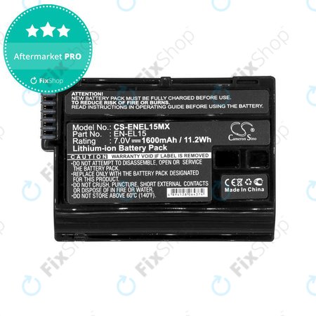 Batterie pour Nikon Coolpix D7000, 1600mAh, Li-Ion, 7V, EN-EL15, HQ