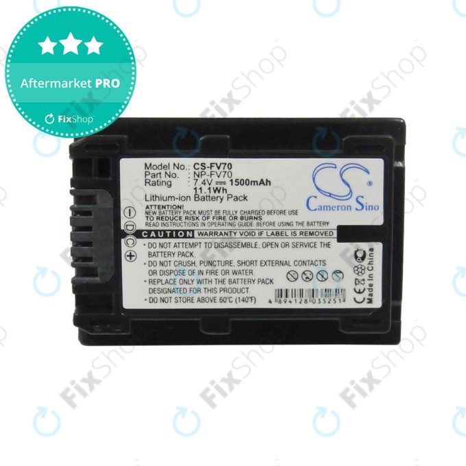 Batterie pour Sony DCR-DVD, HC, SR, HDR-CX, HC, PJ, XR, NEX-VG, 1500mAh, Li-Ion, 7.4V, NP-FV70, HQ
