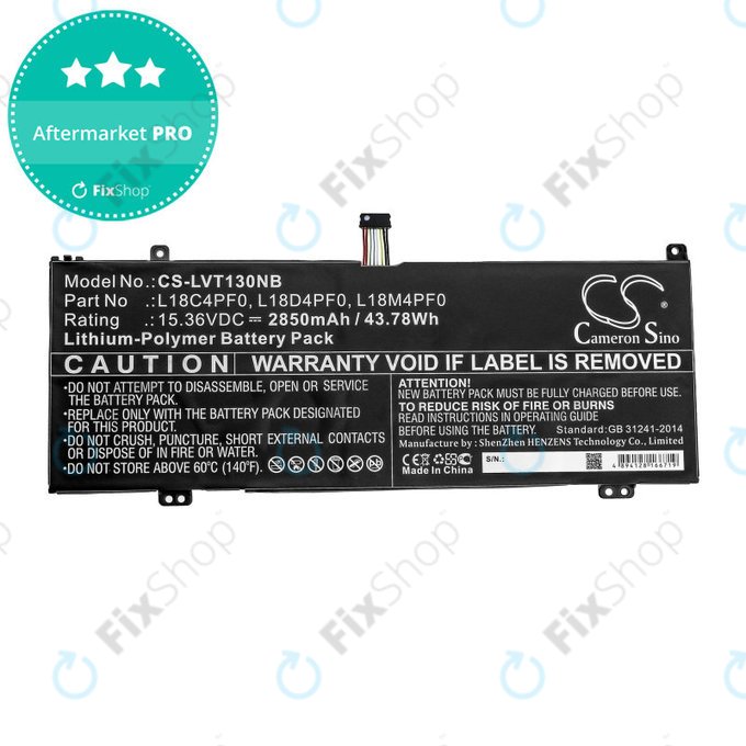 Batterie pour Lenovo ThinkBook 13s, 14s, 2850mAh, Li-Pol, 15.36V, L18C4PF0, HQ
