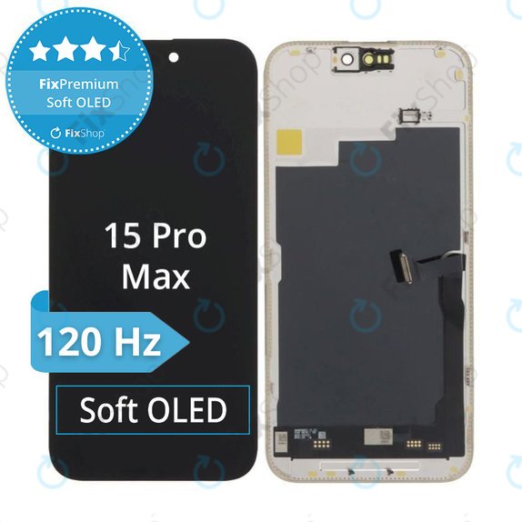 Écran Soft OLED pour iPhone 15 Pro Max, Tactile avec cadre, DIAGNOSTIC