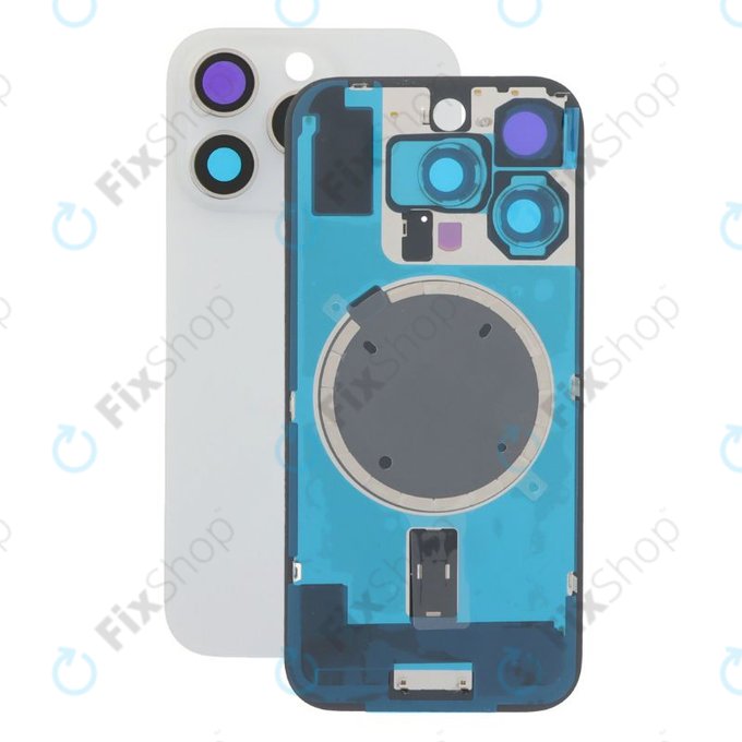 Apple iPhone 16 Pro - Verre de la coque arriere + Verre de caméra + Plaque en métal + Aimants MagSafe (White Titanium)