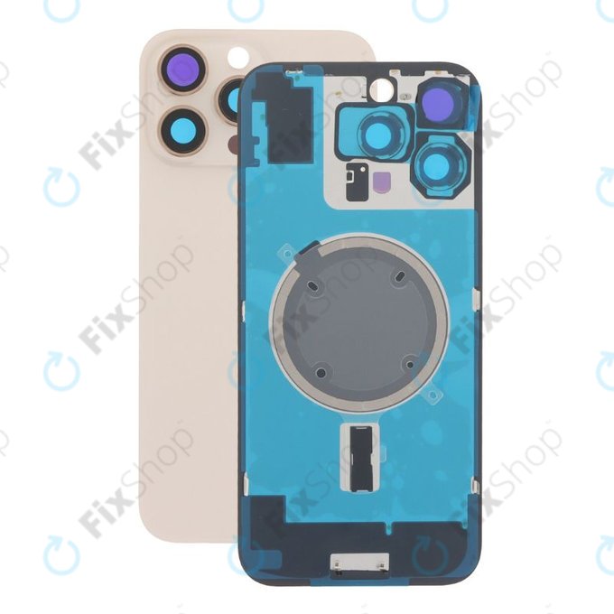 Apple iPhone 16 Pro Max - Verre de la coque arriere + Verre de caméra + Plaque en métal + Aimants MagSafe (Desert Titanium)