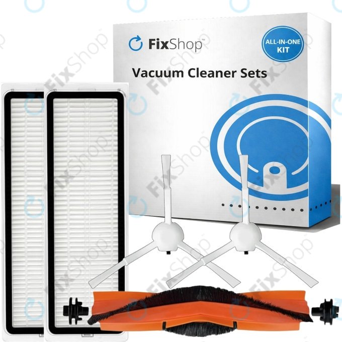 Kit de pièces de rechange pour Xiaomi Mi Robot Vacuum S20+, S10+, X20+, X10+ (1x Brosse principale, 2x Filtre, 2x Brosse latérale – blanche)