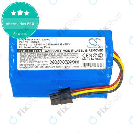 Batterie pour Fomt R620c, Haier T322, J300s, Liectroux DH860, TCL S15, Tomefon, 2600mAh, Li-Ion, 14.8V, GH28, HQ