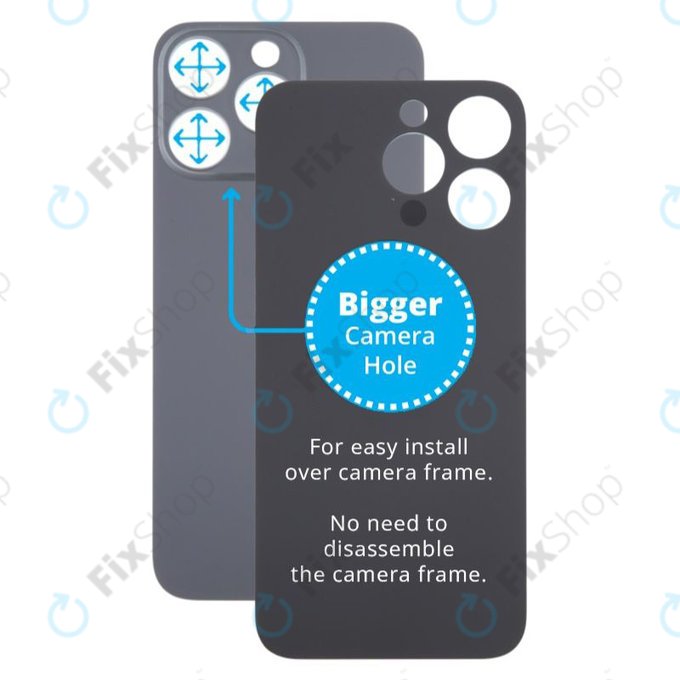 Apple iPhone 15 Pro Max - Verre du boîtier arrière avec plus grand trou pour l'appareil photo (Black Titanium)