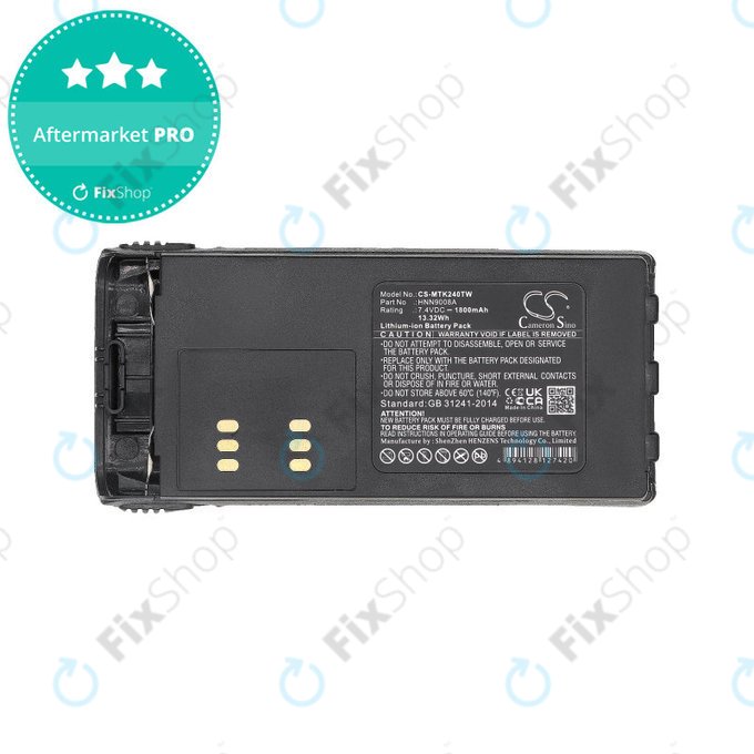Batterie pour Motorola MTX, GP, HT, 1800mAh, Li-Ion, 7.4V, HNN9008A, HQ