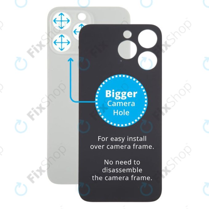 Apple iPhone 15 Pro Max - Verre du boîtier arrière avec plus grand trou pour l'appareil photo (Natural Titanium)