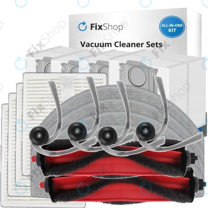 Kit de pièces de rechange pour Xiaomi Roborock Q7 M5, Q7 M5+, Q7 L5, Q7 L5+ (2x Brosse principale, 4x Filtre, 4x Brosse latérale, 4x Chiffon de vadrouille, 4x Sac à poussière)