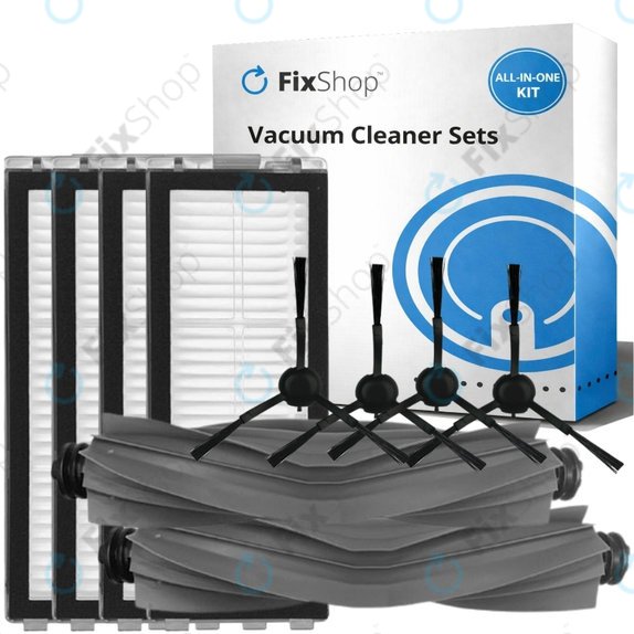 Kit de pièces de rechange pour Xiaomi Dreame L20 Ultra, X20 Pro, X20 Pro Plus (2x Brosse principale, 4x Filtre, 4x Brosse latérale – noire)
