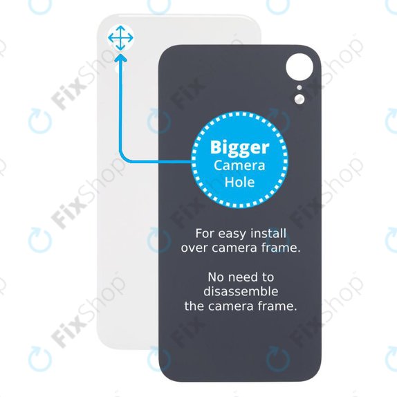 Apple iPhone XR - Verre du boîtier arrière avec plus grand trou pour l'appareil photo (blanc)
