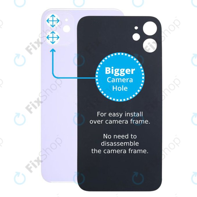Apple iPhone 11 - Verre du boîtier arrière avec plus grand trou pour l'appareil photo (violet)