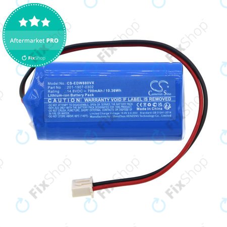 Batterie pour Ecovacs Winbot 880, 700, 700mAh, Li-Ion, 14.8V, 201-1907-0302, HQ