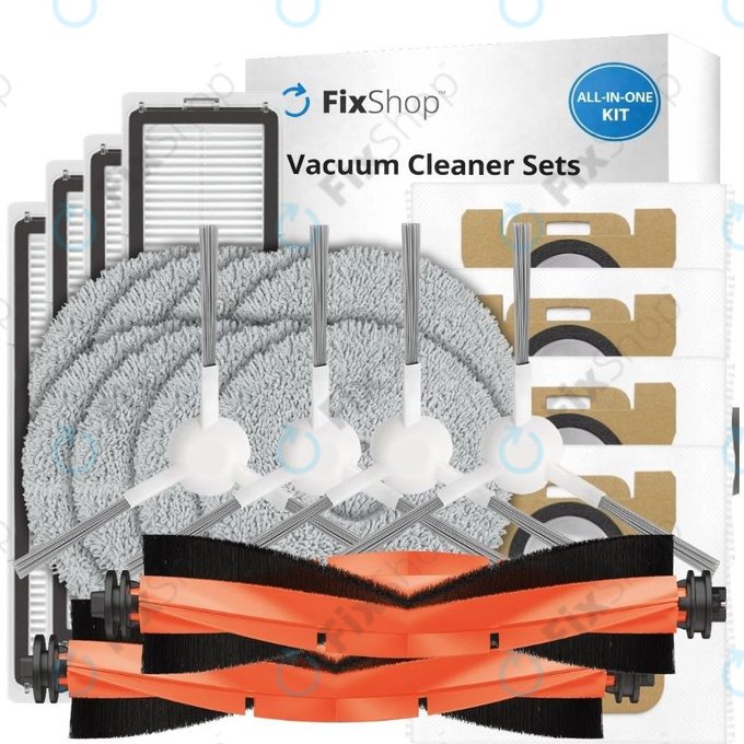 Kit de pièces de rechange pour Xiaomi Robot Vacuum X10 (2x Brosses principales, 4x Filtres, 4x Brosses latérales, 4x Lingettes de lavage, 4x Sacs à poussière)
