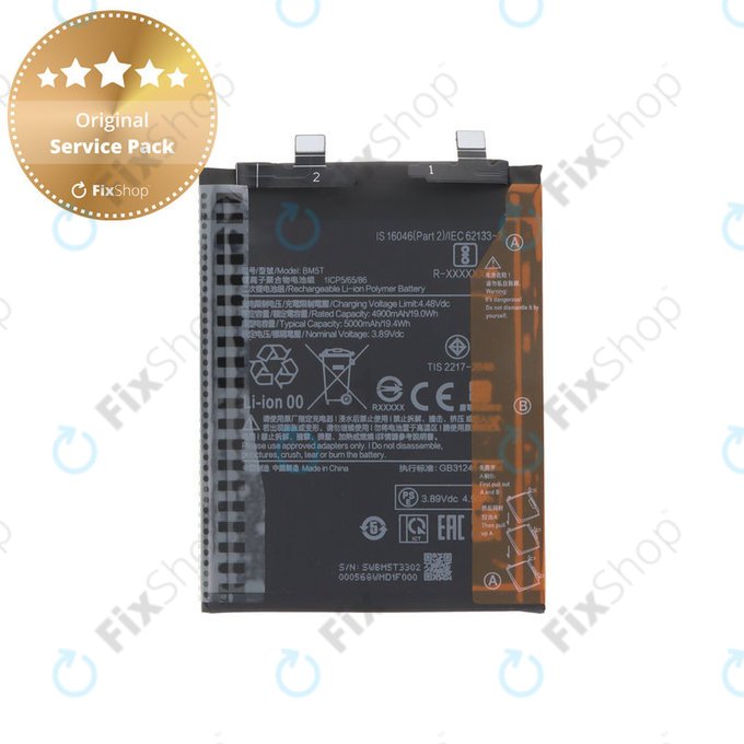Batterie pour Xiaomi 13T 2306EPN60G, Redmi Note 13 Pro 4G 23117RA68G 2312FPCA6G, 5000mAh, BM5T, Genuine Service Pack