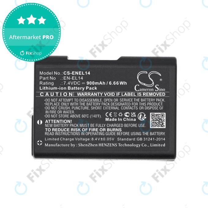 Batterie pour Nikon D3100 DSLR, 900mAh, Li-Ion, 7.4V, EN-EL14, HQ