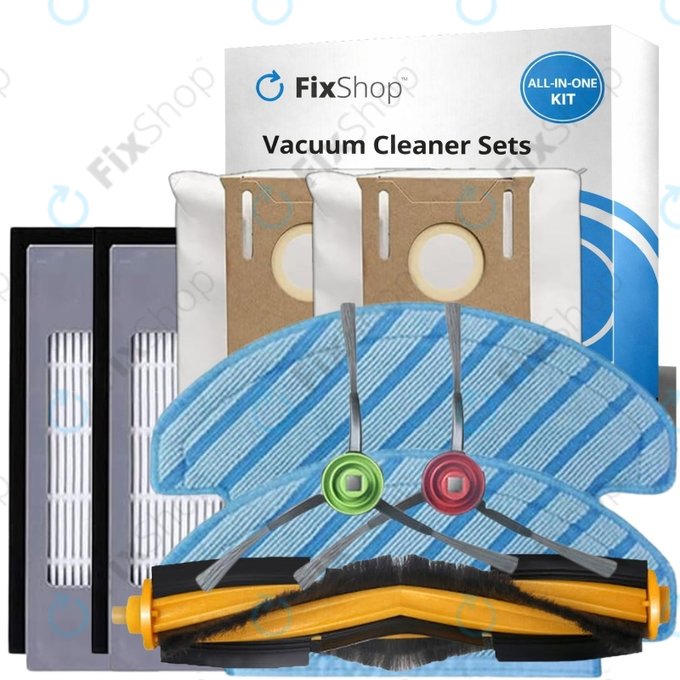 Kit de pièces de rechange pour Yeedi Vac 2 Pro (1x Brosse principale, 2x Filtre, 2x Brosse latérale, 2x Chiffon de vadrouille, 2x Sac à poussière)
