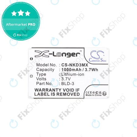 Batterie pour Nokia 7250i, 6610, 6585, 6560, 6200, 6220, 1000mAh, Li-Ion, 3.7V, BLD-3, HQ