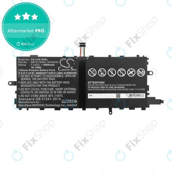 Batterie pour Lenovo Thinkpad X1 Tablet, 4900mAh, Li-Pol, 7.5V, SB10J78994, HQ