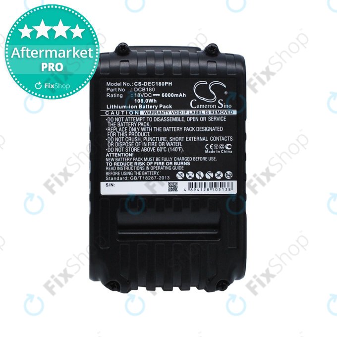 Dewalt série CL, série DC - Batterie DCB18x / DCB20x Li-Ion 18V 6000mAh HQ