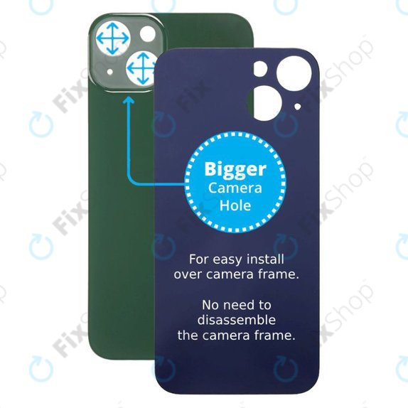 Apple iPhone 13 - Verre du boîtier arrière avec plus grand trou pour l'appareil photo (vert)