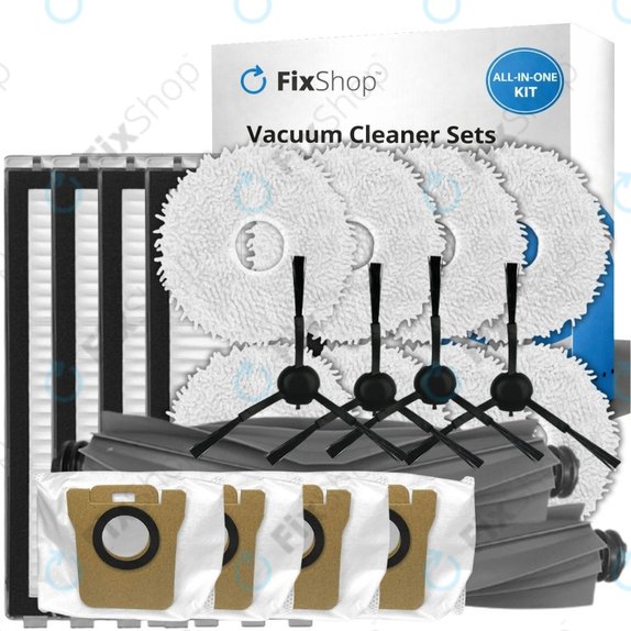 Kit de pièces de rechange pour Xiaomi Dreame L20 Ultra, X20 Pro, X20 Pro Plus (2x Brosse principale, 4x Filtre, 4x Brosse latérale – noire, 8x Chiffon de vadrouille, 4x Sac à poussière)