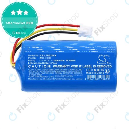 Batterie pour Blaupunkt BlueBot XSMART, 3400mAh, Li-Ion, 14.4V, BPK-VCBB1XB, Xboost, D071-INR-CH-4S1P, HQ