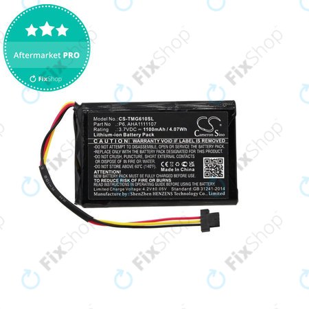 Batterie pour TomTom Go 610, 1100mAh, Li-Ion, 3.7V, LAHA1111107, HQ