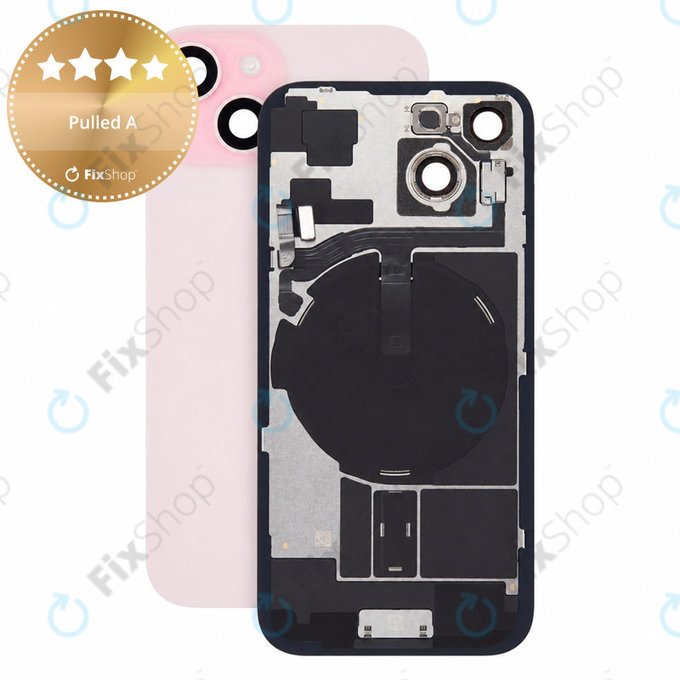 Verre de coque arrière pour iPhone 15, Pink, Pulled A