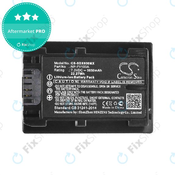 Batterie pour Sony Fdr-Ax33, Sony Fdr-Ax40, 3050mAh, Li-Ion, 7.3V, NP-FV100A, HQ