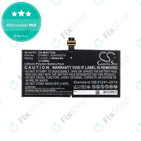 Batterie pour Microsoft Surface Pro 4, 5050mAh, Li-Pol, 7.5V, DYNR01, HQ