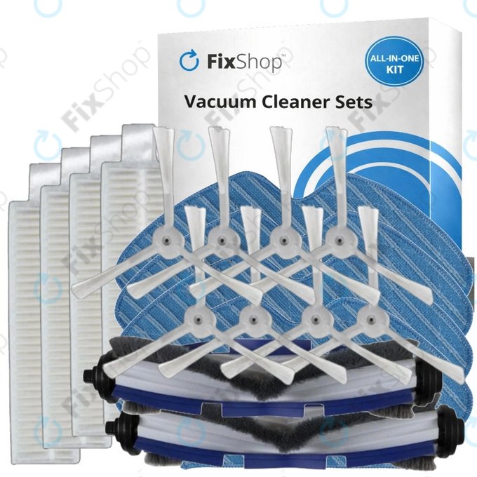 Kit de pièces de rechange pour Rowenta Explorer s60 (2x Brosse principale, 4x Filtre, 8x Brosse latérale, 4x Chiffon de vadrouille)