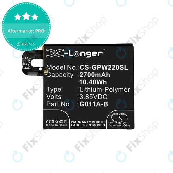 Batterie pour Google Pixel 2 G011A, 2700mAh, Li-Pol, 3.85 V, G011A-B, HQ