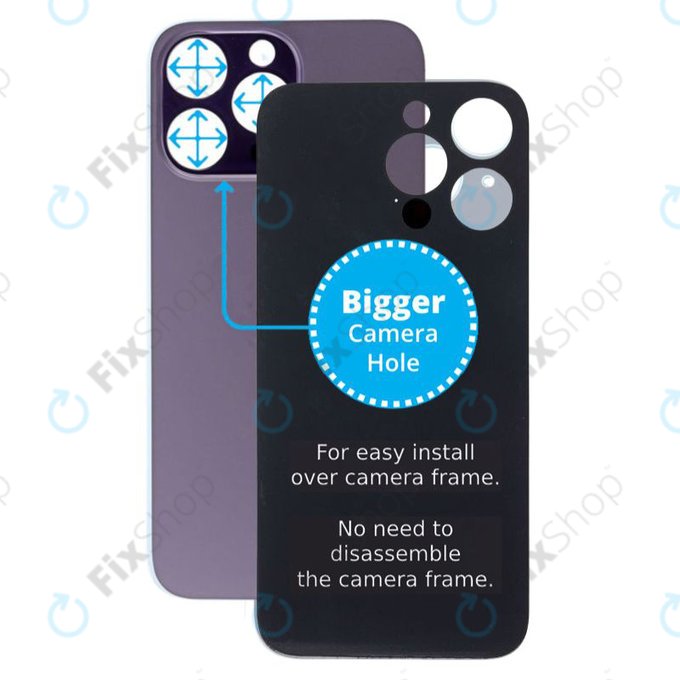 Apple iPhone 14 Pro Max - Verre du boîtier arrière avec plus grand trou pour l'appareil photo (violet foncé)