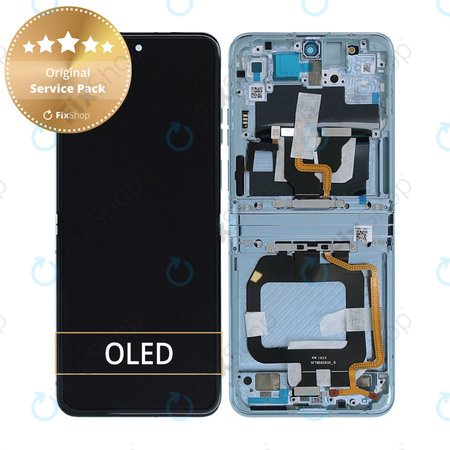 Motorola Razr 40 Ultra - Écran LCD + Ecran Tactile + Cadre (Glacier Blue) - 5D68C22597 Genuine Service Pack