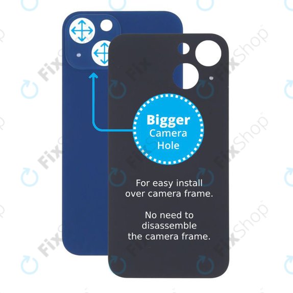 Apple iPhone 13 Mini - Verre du boîtier arrière avec plus grand trou pour l'appareil photo (bleu)