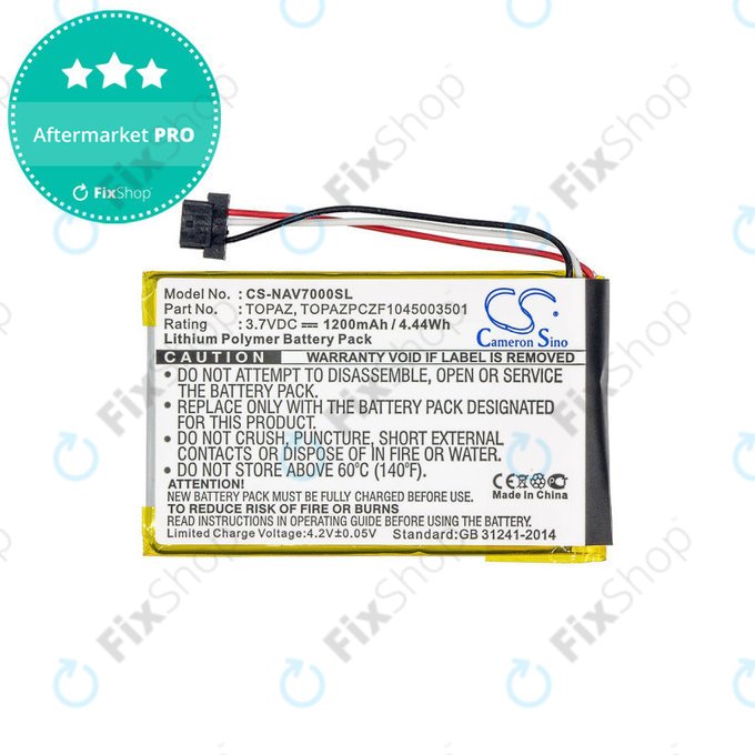 Batterie pour Navigon 70, 1200mAh, Li-Pol, 3.7V, Topaz, HQ