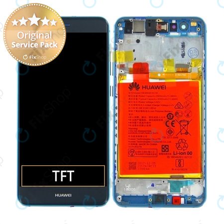 Huawei P10 Lite (WAS-LX1, Varsovie-L21) - Écran LCD + Écran tactile + Cadre + Batterie (Bleu saphir) - 02351FSL Genuine Service Pack