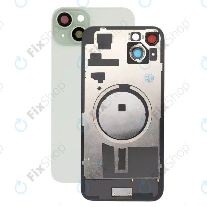 Apple iPhone 15 Plus - Verre du boîtier arrière + Verre de la caméra + Cadre en métal + Aimant MagSafe (Green)