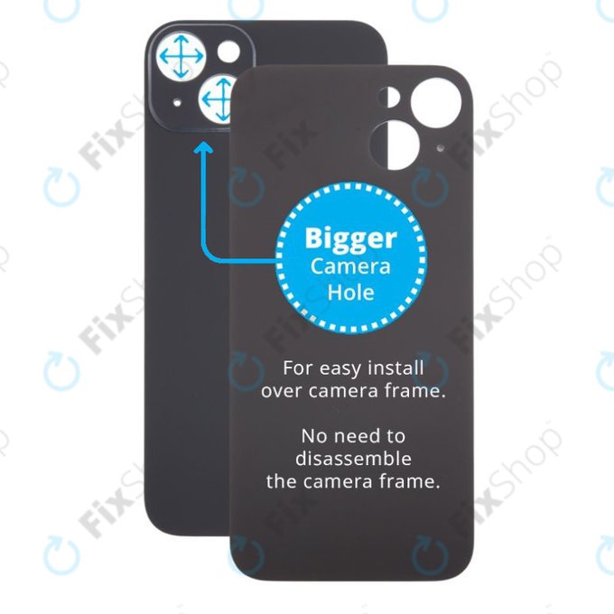 Apple iPhone 15 Plus - Verre du boîtier arrière avec plus grand trou pour l'appareil photo (Black)