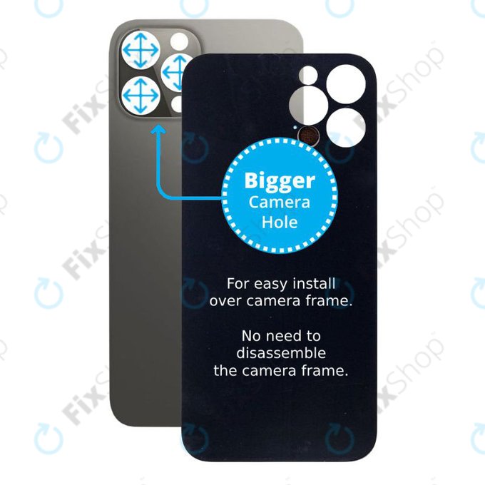 Apple iPhone 12 Pro Max - Verre du boîtier arrière avec plus grand trou pour l'appareil photo (graphite)