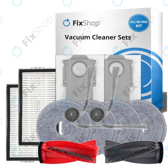 Kit de pièces de rechange pour Roborock Qrevo Edge 2 Pro (1x Brosse principale, 2x Filtre, 2x Brosse latérale, 4x Chiffon de vadrouille, 2x Sac à poussière)
